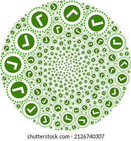 True area symbols are composed into round collection. True area icon round composition. Abstract round cluster mosaic created with true area symbols.