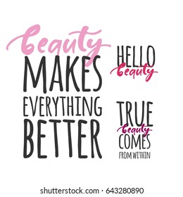 True beauty comes from within. Modern calligraphic style. Hand lettering and custom typography for your designs: t-shirts, bags, for posters, invitations, cards, etc.