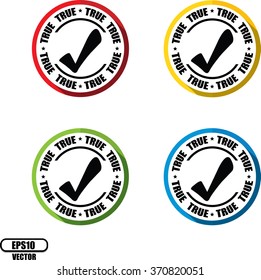 "True", Button, label and sign - Vector illustration