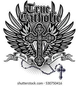 True Catholic , grunge.vintage design t-shirts
