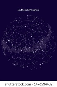 true constellations of the southern hemisphere, star map. Science astronomy, star chart on blue background