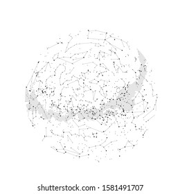 true constellations of the southern hemisphere, star map. Science astronomy, star chart on white background