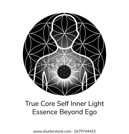 True Core Self Inner Light Soul Essence Hand Drawn Vector