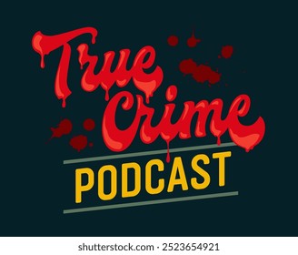 True Crime Podcast, kühnes und minimalistisches Design, das die Intrigen von Podcasts zur Verbrechensbekämpfung einfängt. Perfekt für Fans von ungelösten Geheimnissen, ideal für Handelsartikel. Für jede echte Straftat