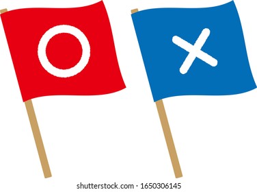 True or cross mark written on flags isolated vector illustration image.