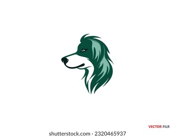 True Dog Friend logo design template. Graphic sitting puppy logotype, sign and symbol. Pet silhouette label illustration isolated on background. Modern animal badge for veterinary clinic, pet food