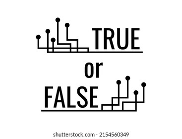 True or false black icon vector set. Fact and myth concept. Truth or fiction badge isolated on white background. Flat design illustration.