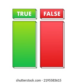 True or False check mark. Red and green colors. Vector stock illustration.