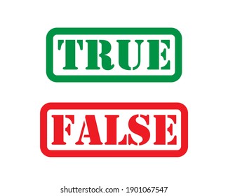 True and False grunge style rubber stamp icon symbol. Vector illustration image. Isolated on white background.