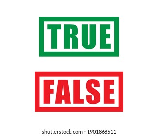 True and False grunge style rubber stamp icon symbol. Vector illustration image. Isolated on white background.