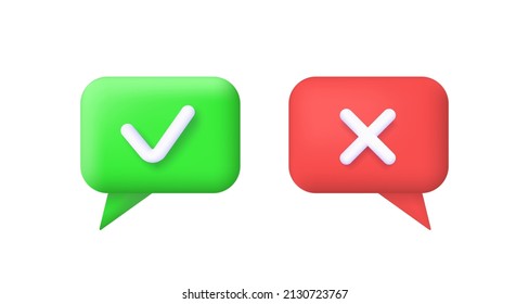 True and false icon. Simple 3d vector illustration isolated on white background.