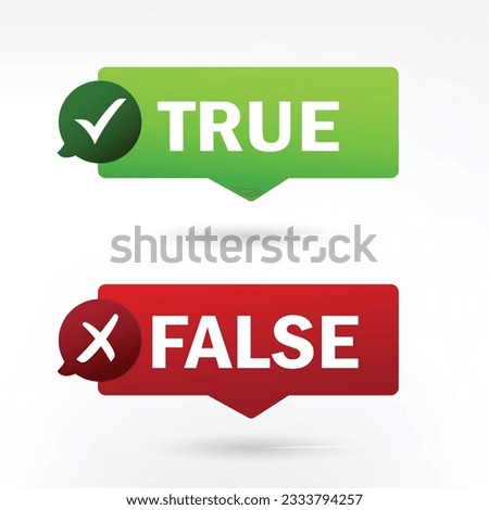 True and False label sticker icon illustration
