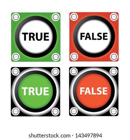True or false on green and orange buttons. Vector