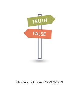 True And False Signpost, Problem Solving Concept. Stock Vector Illustration Isolated