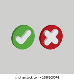 Wahre und falsche Symbole 3D-Symbol-Vektorgrafik. Ja oder Keine Symbolgrafik 