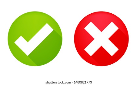 True and false symbols accept rejected for evaluation. Vector Simple and modern style.