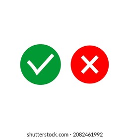 True and false symbols accept rejected for evaluation. Check mark vector icon.