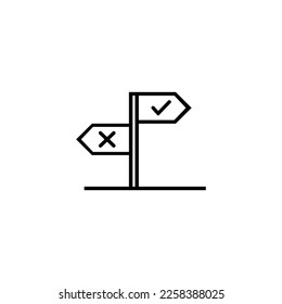 true or false vector or true or false direction illustration on white background. True or false vector illustration. Can be used for related content confused between right or wrong choice.
