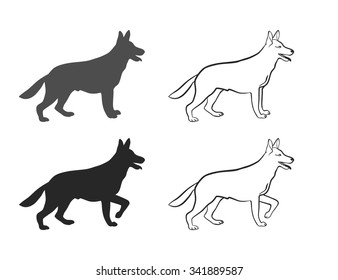 true friend to man. Sheepdog in different poses on an isolated background