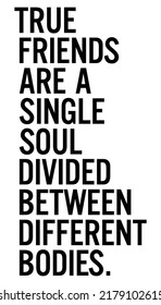 True friends are a single soul divided between different bodies. Motivational quote.