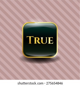 True green emblem with pink background
