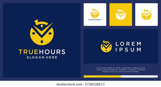 True hours logo design with abstract clock.