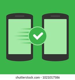 True icon on smartphone screen. Modern concept for web banners, web sites, infographics. Flat design vector illustration.