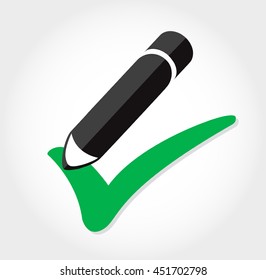 true icon vector , pencil writing true icon 