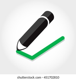true icon vector , pencil writing true icon 