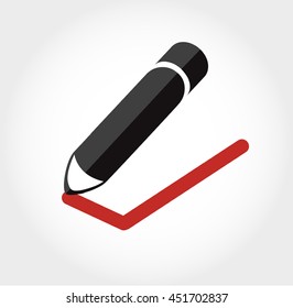 true icon vector , pencil writing true icon 