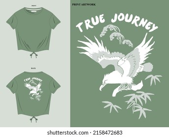 Diseño gráfico vectorial de viaje verdadero, ilustración de vector de aves, diseño de bordado