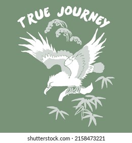 True journey vector graphic design, bird vector illustration, embroidery design