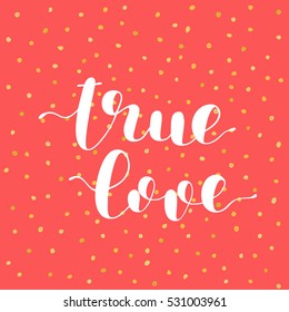 True love. Brush hand lettering vector illustration. Inspiring quote. Modern calligraphy. Can be used for photo overlays, posters, apparel design, prints, home decor, greeting cards and more.
