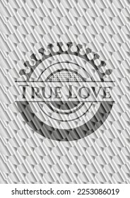 True Love shiny silver badge. Scales pattern. Vector Illustration. Detailed. 