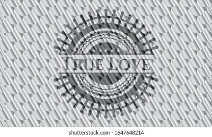 True Love silver badge. Scales pattern. Vector Illustration. Detailed.