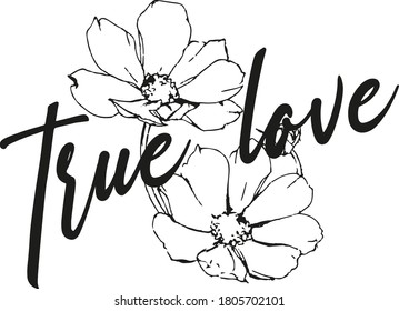 true love slogan vector design