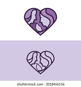 true love symbol of lovely mother mom and baby logo vector graphic concept 