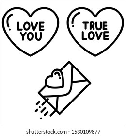 True love, Love You and Merry me signs. Chat bubbles.