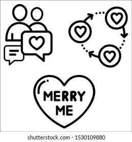 True love, Love You and Merry me signs. Chat bubbles.