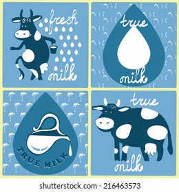 True milk.Set of design elements for dairy produce.