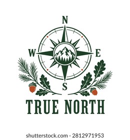 True North Compass Nature T-Shirt Design