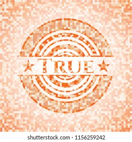 True orange mosaic emblem with background