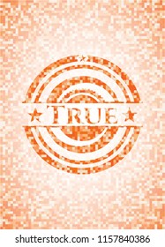 True orange mosaic emblem with background