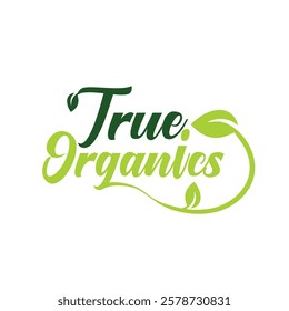 True Organics Leaf Logo design, icon