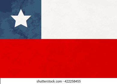 True proportions Chile flag with grunge texture