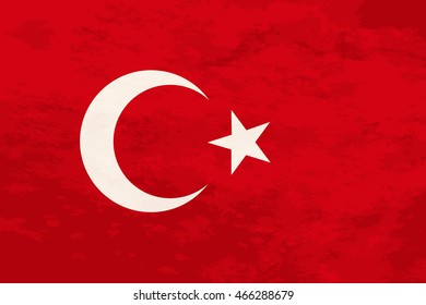 True proportions Turkey flag with grunge texture