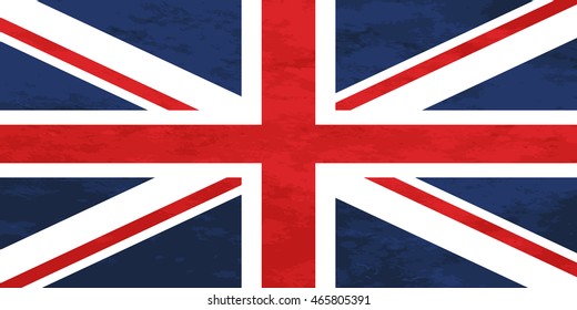 True proportions United Kingdom flag with grunge texture