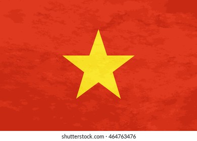 True proportions Vietnam flag with grunge texture