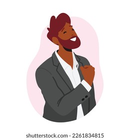 True Representation Of Confidence With Male Character Exuding Self-assurance And Determination. Man in Strong Posture And Unwavering Expression of Self-confidence. Cartoon People Vector Illustration