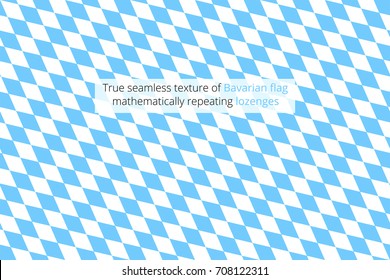 True seamless texture of blue-white Bavarian flag. Mathematically repeating lozenges of heraldic pattern. Unofficial tint of blue for Oktoberfest beer event. Ready to use, no need correct the edges.